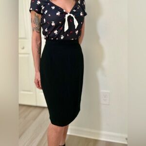 Vintage 90s Zelda Black Pencil Skirt Women Knee Length High Rise Zipper Size 10